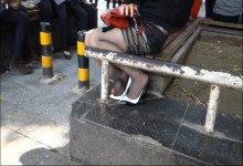 Bored Woman and Tilt Her Feet to Play Shoe